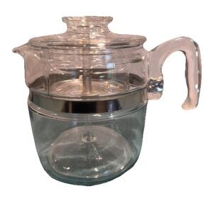 Vtg Pyrex Flameware 7756B Glass Percolator 6 Cup Coffee Pot Missing Top Strainer
